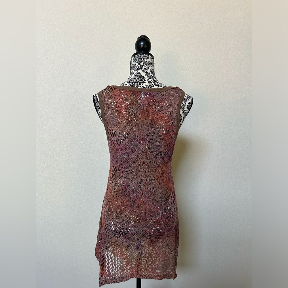 Lily By Firmiana Women's Sleeveless Crochet Brown Vest Top L - Picture 5 of 6
